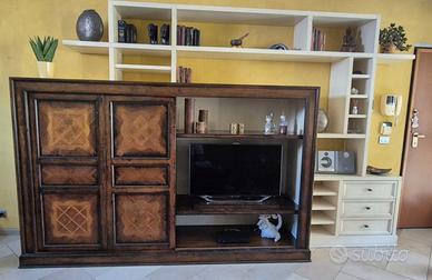 Mobile soggiorno in noce massello artigianale