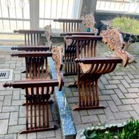 4 poltrone romane richiudibili legno noce NUOVE