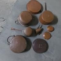 set pentole antiche di rame 