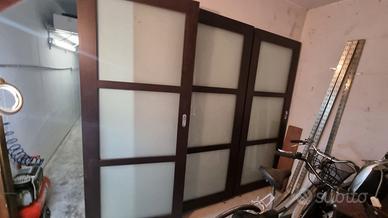 Set 3 Porte Scorrevoli in Legno e Vetro Satinato