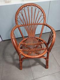 Poltrona Sedia in Midollino Rattan Vimini Bamboo A