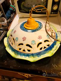 lampadario in ceramica dipinta diametro 42 cm 