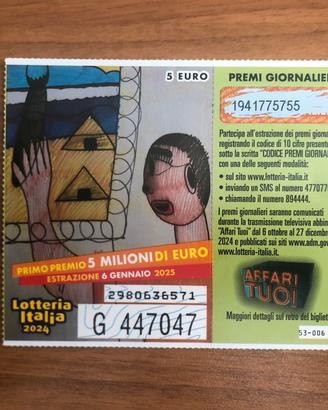 Biglietto lotteria italia ,usato ,serie G 447049