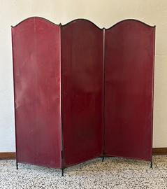 Paravento pieghevole vintage a tre pannelli H114