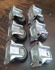 6 ruote fisse con piastra in acciaio