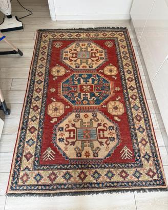 🧶 Tappeto Kazak antico in lana – 130 × 200 cm