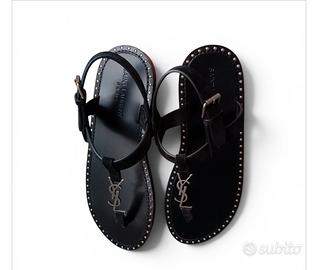 sandali uomo in pelle nera Yves  Saint Laurent 