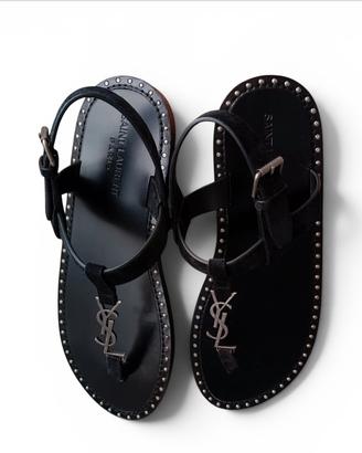 sandali uomo in pelle nera Yves  Saint Laurent 