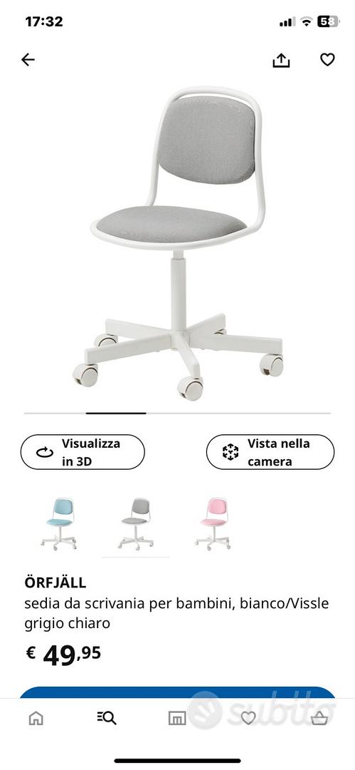 ÖRFJÄLL sedia da scrivania per bambini, bianco/Vissle grigio chiaro - IKEA  Italia