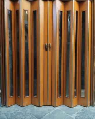 PORTA DIVISORIA DOPPIA LEGNO VETRO OTTONE 185x210