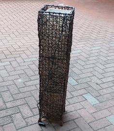 Lampada da terra etnica/boho in rattan e midollino