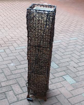 Lampada da terra etnica/boho in rattan e midollino