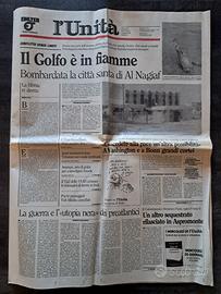 L'UNITA' 27 GENNAIO 1991 - GUERRA DEL GOLFO