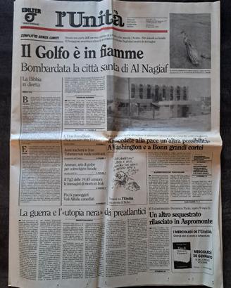 L'UNITA' 27 GENNAIO 1991 - GUERRA DEL GOLFO