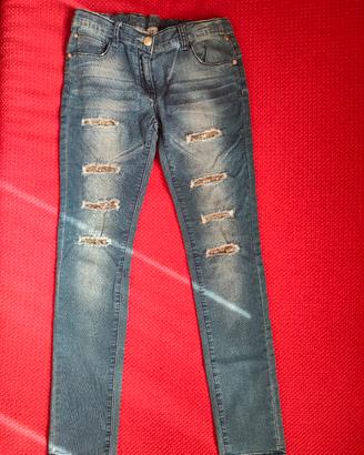 Jeans bambina con inserti in paillettes Sarabanda