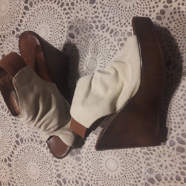 Sandali nuovi scamosciati panna zeppa 38 Elisa Mey