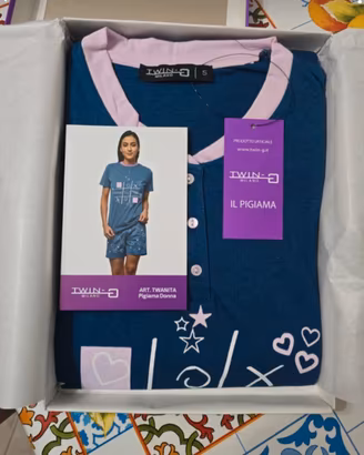 PIGIAMA DONNA TWIN-G MILANO CORTO T.S BLU 
