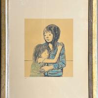 Xavier Bueno pittore quadro litografia Maternità