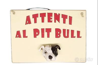 Targa in legno Cane Pit Bull in resina
