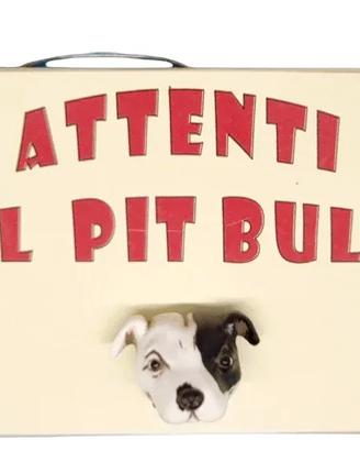 Targa in legno Cane Pit Bull in resina
