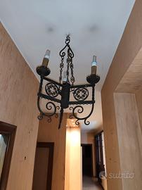 Lampadario in ferro battuto 3 luci