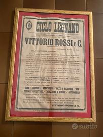 Manifesto 1912 Ciclo Legnano W. Rossi