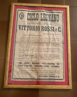 Manifesto 1912 Ciclo Legnano W. Rossi