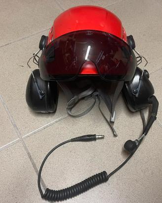 Casco petzl con visiera cuffie aeronautiche peltor