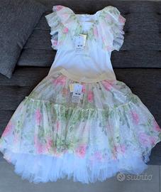 Completo elegante in cotone e tulle - tg. XS 158cm