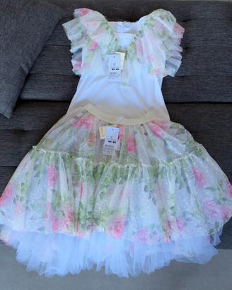 Completo elegante in cotone e tulle - tg. XS 158cm