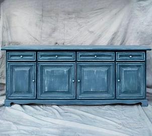 Credenza azzurro petrolio mobile in legno massello