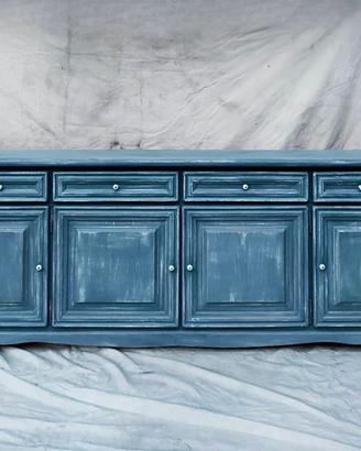 Credenza azzurro petrolio mobile in legno massello