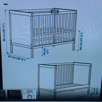 Lettino bebe neonato ikea bianco con materasso