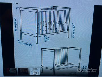 Lettino bebe neonato ikea bianco con materasso