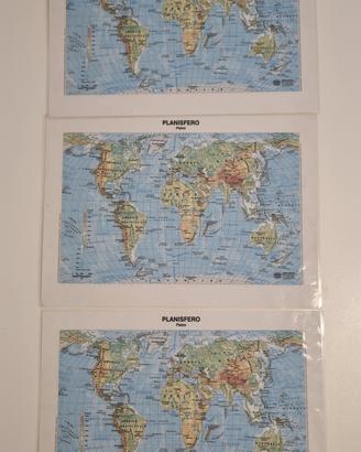 3 Planisferi plastificati 