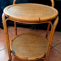Carrello in rattan e bambù anni '70, di Dal Vera