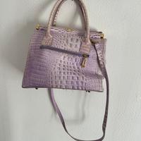 Borsa giada pelle colore viola effetto coccodrillo