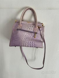 Borsa giada pelle colore viola effetto coccodrillo
