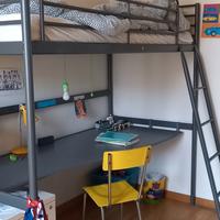letto a soppalco singolo con scrivania  Ikea 