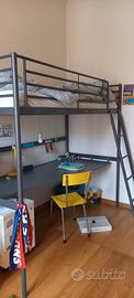 letto a soppalco singolo con scrivania  Ikea 