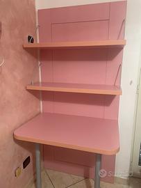 Scrivania rosa cameretta altezza 194 cm