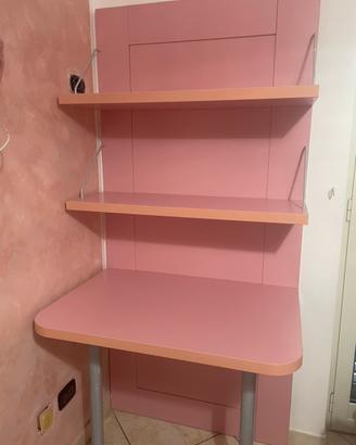 Scrivania rosa cameretta altezza 194 cm