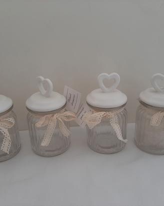 Barattoli vetro con coperchio ceramica Cuori 4 pz
