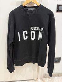 Felpa Disquared2 Nera Logo BiancoUnisex Uomo Donna