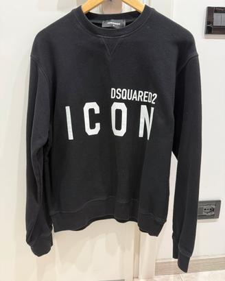 Felpa Disquared2 Nera Logo BiancoUnisex Uomo Donna