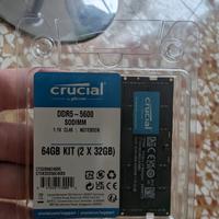 2 banchi ram 64 gb crucial nuovi ddr5 5600