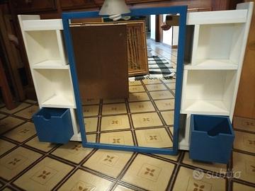 Mobiletto bagno bianco e blu