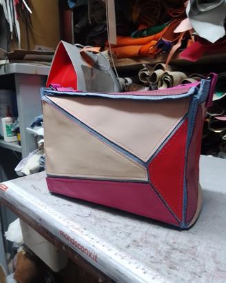 borsa geometrica in pelle 