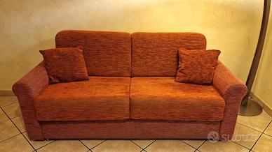 Divano letto matrimoniale in velluto bordeaux 