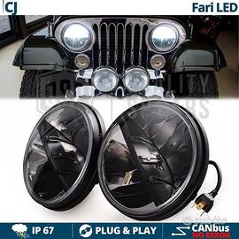 2 FARI LED 7 Pollici PER JEEP CJ Bianco Ghiaccio